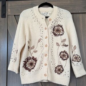 Anthropologie- Floral Beaded Women's Cardigan